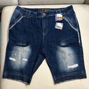 NWT - Desigual Men’s Ripped Washed Jean Shorts - Size 38